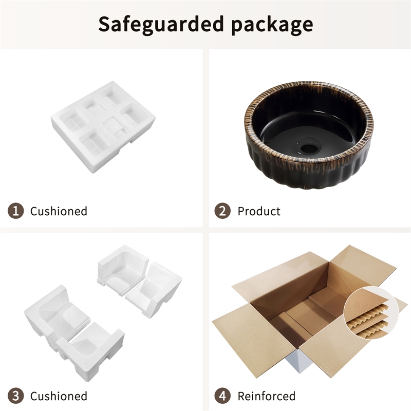 15 Inch Black Ceramic Sink  Modern Above Counter Bathroom Bowl Vanity Basin