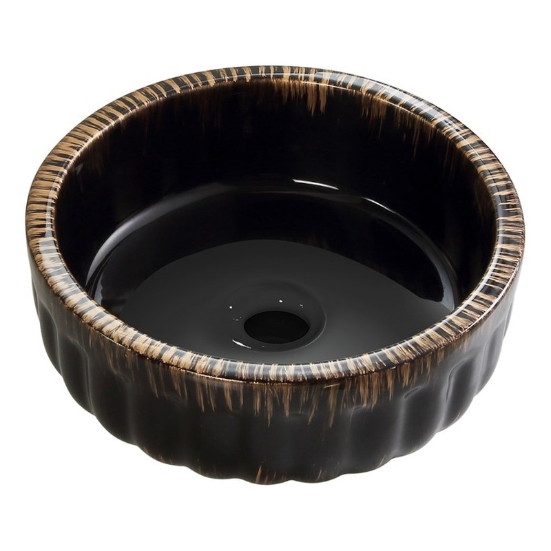 15 Inch Black Ceramic Sink  Modern Above Counter Bathroom Bowl Vanity Basin