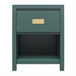 1 Drawer Solid Wood Nightstand  Green