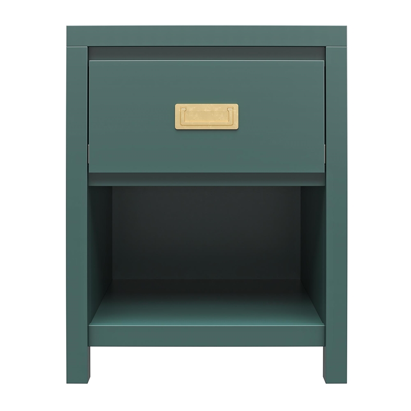 1 Drawer Solid Wood Nightstand  Green