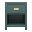 1 Drawer Solid Wood Nightstand  Green