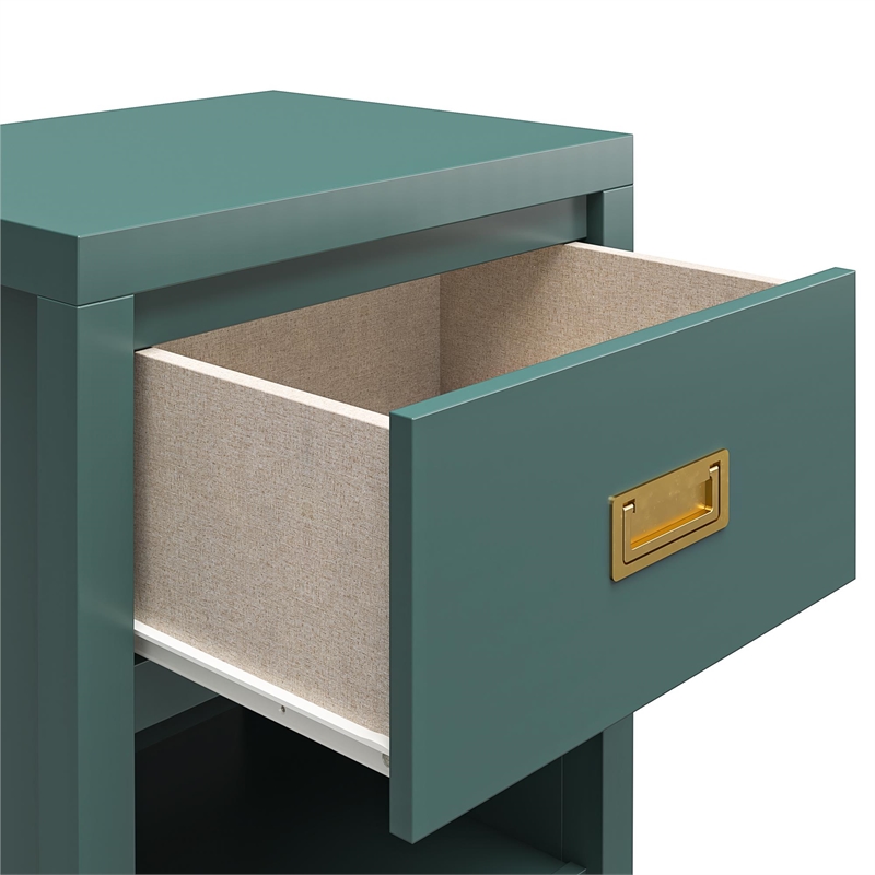1 Drawer Solid Wood Nightstand  Green