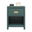 1 Drawer Solid Wood Nightstand  Green