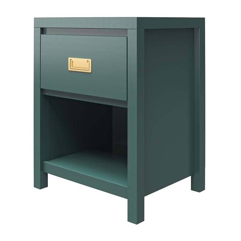 1 Drawer Solid Wood Nightstand  Green