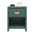 1 Drawer Solid Wood Nightstand  Green