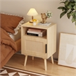 22.83 Beige   Nightstand Side Table with Solid Wood Legs