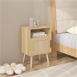 22.83 Beige   Nightstand Side Table with Solid Wood Legs