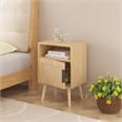 22.83 Beige   Nightstand Side Table with Solid Wood Legs