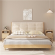 22.83 Beige   Nightstand Side Table with Solid Wood Legs
