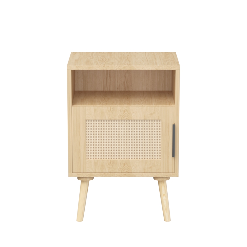 22.83 Beige   Nightstand Side Table with Solid Wood Legs
