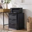 Black Fluted Solid Wood Nightstand with 3 Drawers and Charging Station