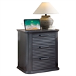 Black Fluted Solid Wood Nightstand with 3 Drawers and Charging Station