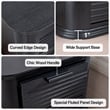 Black Fluted Solid Wood Nightstand with 3 Drawers and Charging Station