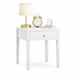 White Solid Wood Nightstand with Drawer and Wavy Apron Design