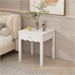 White Solid Wood Nightstand with Drawer and Wavy Apron Design