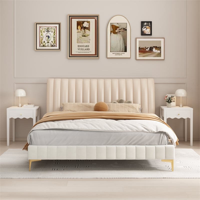 White Solid Wood Nightstand with Drawer and Wavy Apron Design