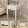 White Solid Wood Nightstand with Drawer and Wavy Apron Design