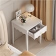 White Solid Wood Nightstand with Drawer and Wavy Apron Design