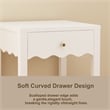 White Solid Wood Nightstand with Drawer and Wavy Apron Design