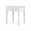 White Solid Wood Nightstand with Drawer and Wavy Apron Design