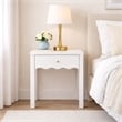 White Solid Wood Nightstand with Drawer and Wavy Apron Design