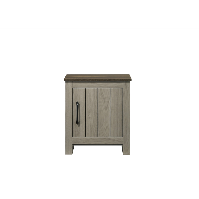 16 Gray Oak Wood End Table with Cabinet Door