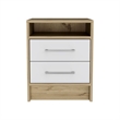 White  Light Oak Solid Wood 2-Drawer Nightstand