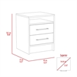 White  Light Oak Solid Wood 2-Drawer Nightstand
