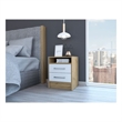 White  Light Oak Solid Wood 2-Drawer Nightstand