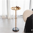 Adjustable Gold Side Table with Natural Marble Pedestal for Display and Storage