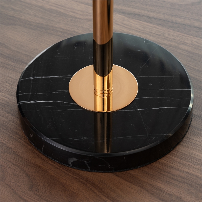 Adjustable Gold Side Table with Natural Marble Pedestal for Display and Storage