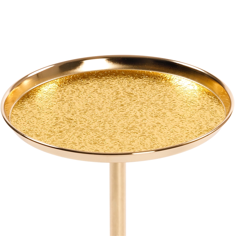 Adjustable Gold Side Table with Natural Marble Pedestal for Display and Storage