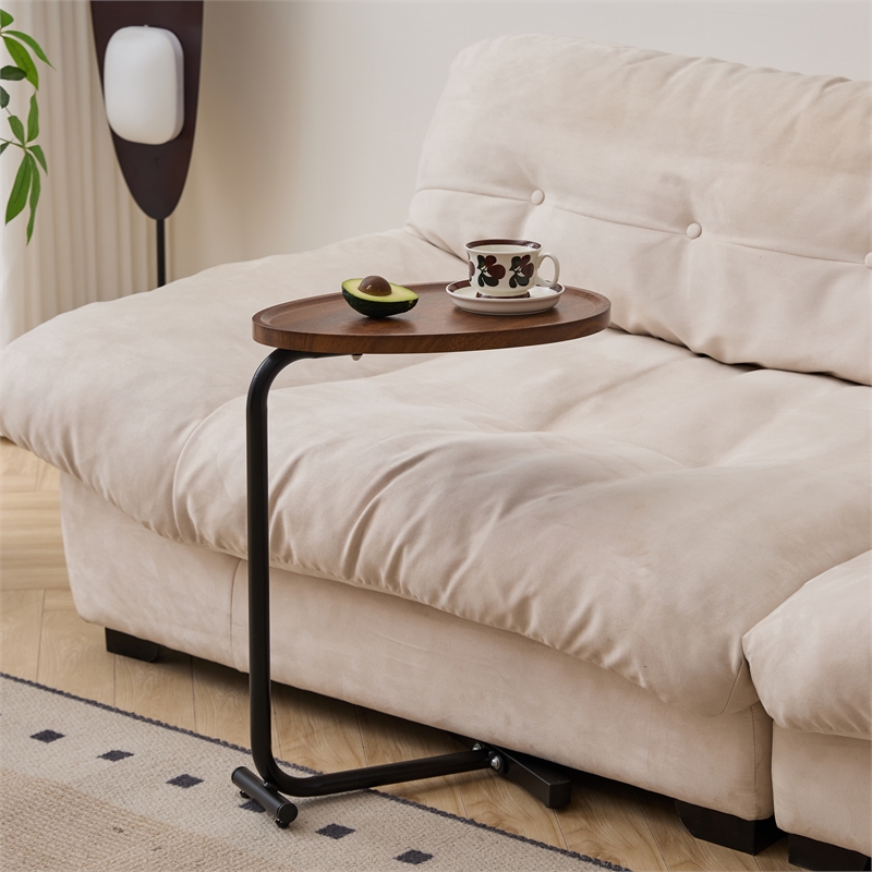 Brown C shaped Metal Side Table for Living Room
