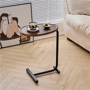 Brown C shaped Metal Side Table for Living Room