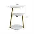 White Gold 3 Tier Round Side Table Solid Wood Nightstand