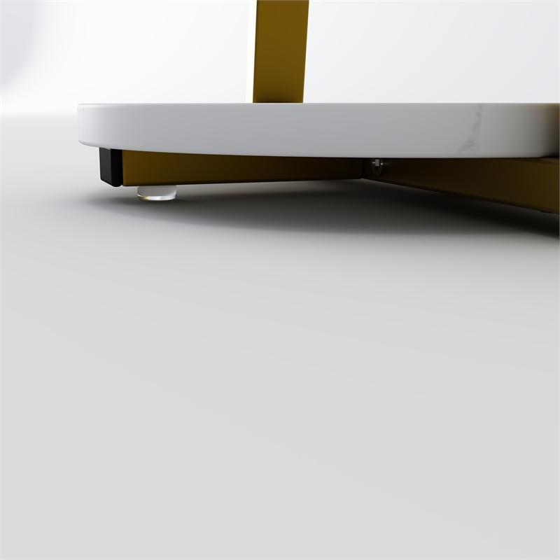 White Gold 3 Tier Round Side Table Solid Wood Nightstand