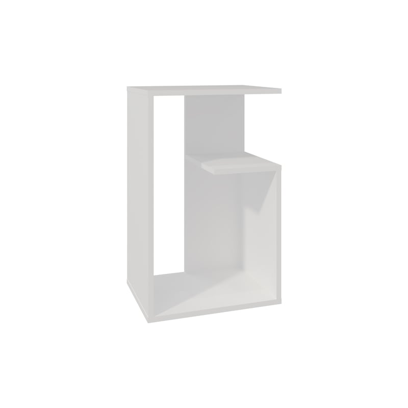 White 25 H Side Table with 1 Shelf  Engineered Wood