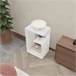 Vega White Side Table with Open Storage in Solid Wood