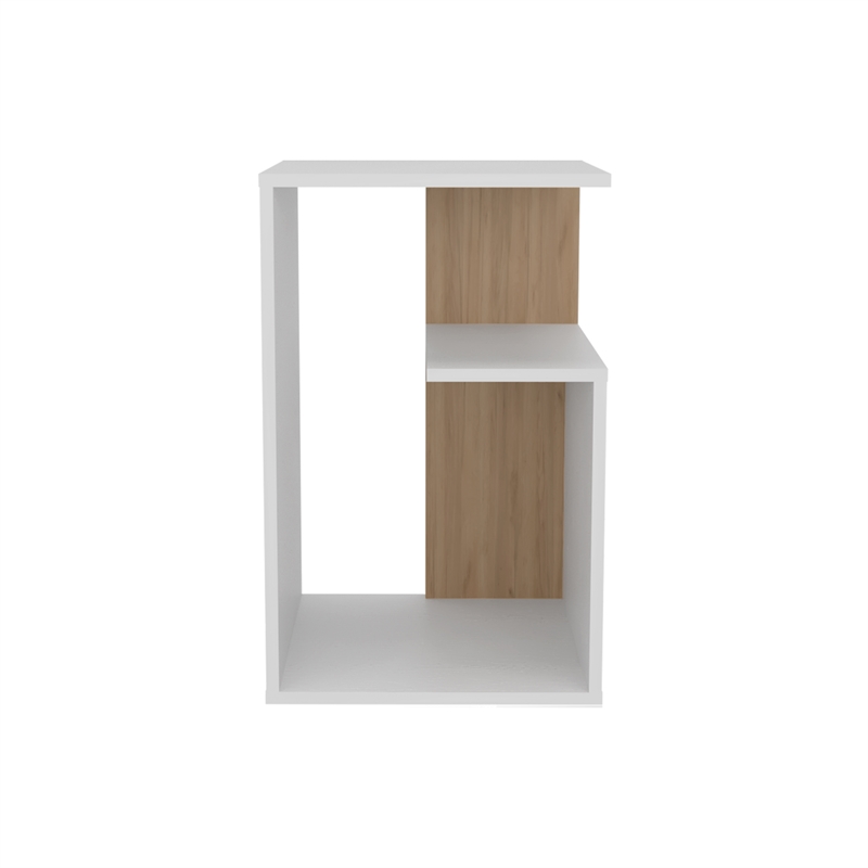 25  White Side Table with 1 Shelf Engineered Wood