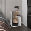 25  White Side Table with 1 Shelf Engineered Wood