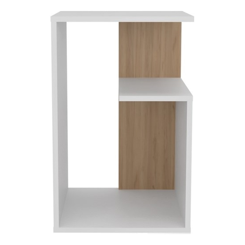 25  White Side Table with 1 Shelf Engineered Wood