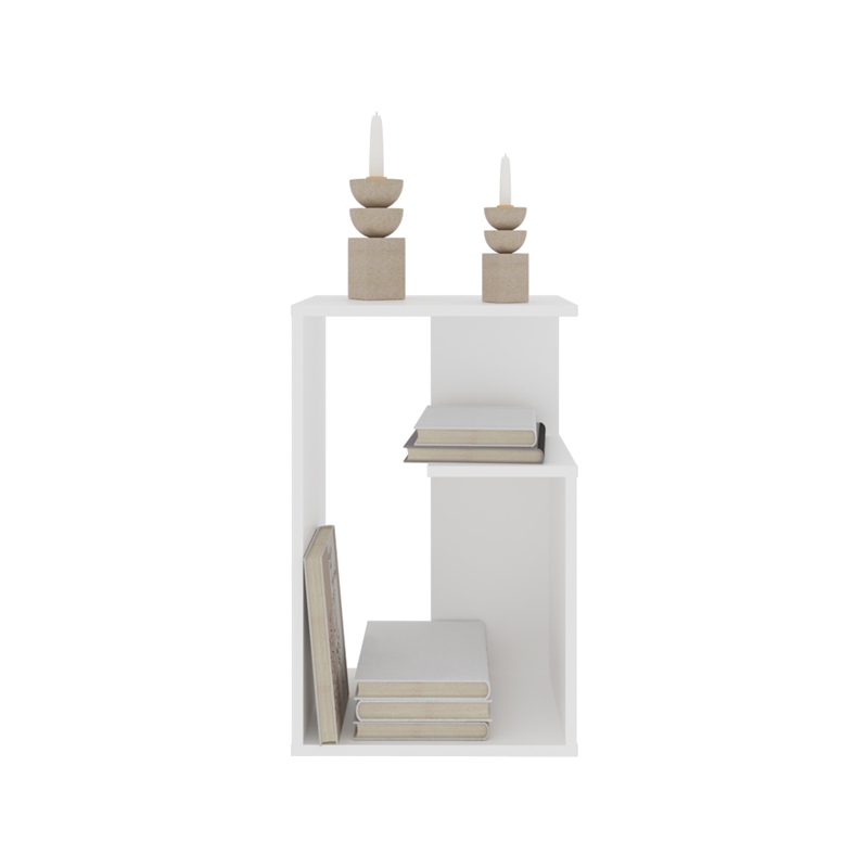 White Sallis Living Room Side Table  Engineered Wood