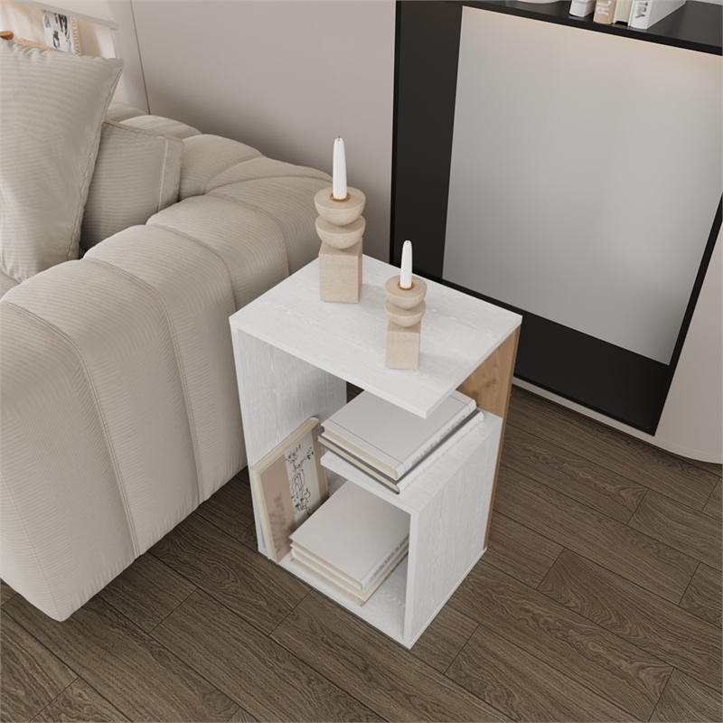 White Macadamia Sallis Side Table Engineered Wood