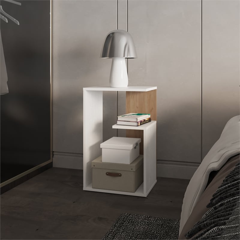 White Macadamia Sallis Side Table Engineered Wood