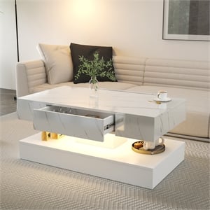 16.93 Modern LED Coffee Table for Living Room  Wood and Glass Construction