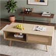 41 Modern Rattan Coffee Table with  Storage and Wood Legs Natural