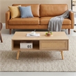 41 Modern Rattan Coffee Table with  Storage and Wood Legs Natural