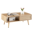 41 Modern Rattan Coffee Table with  Storage and Wood Legs Natural