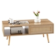 41 Modern Rattan Coffee Table with  Storage and Wood Legs Natural