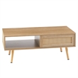 41 Modern Rattan Coffee Table with  Storage and Wood Legs Natural